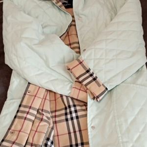 Burberry London mint green quilted jacket coat